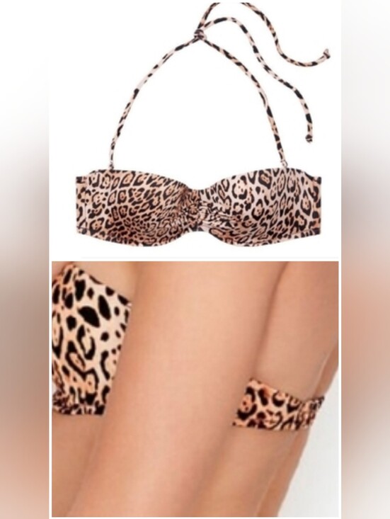 Victoria's Secret Other - Victoria's secret Malta bandeau LEOPARD bikini swim top 34B